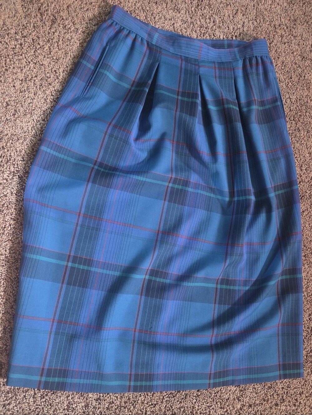 VTG Pendleton Woolen Mills Plaid Skirt Size Lsrge Waist Pockets 80s